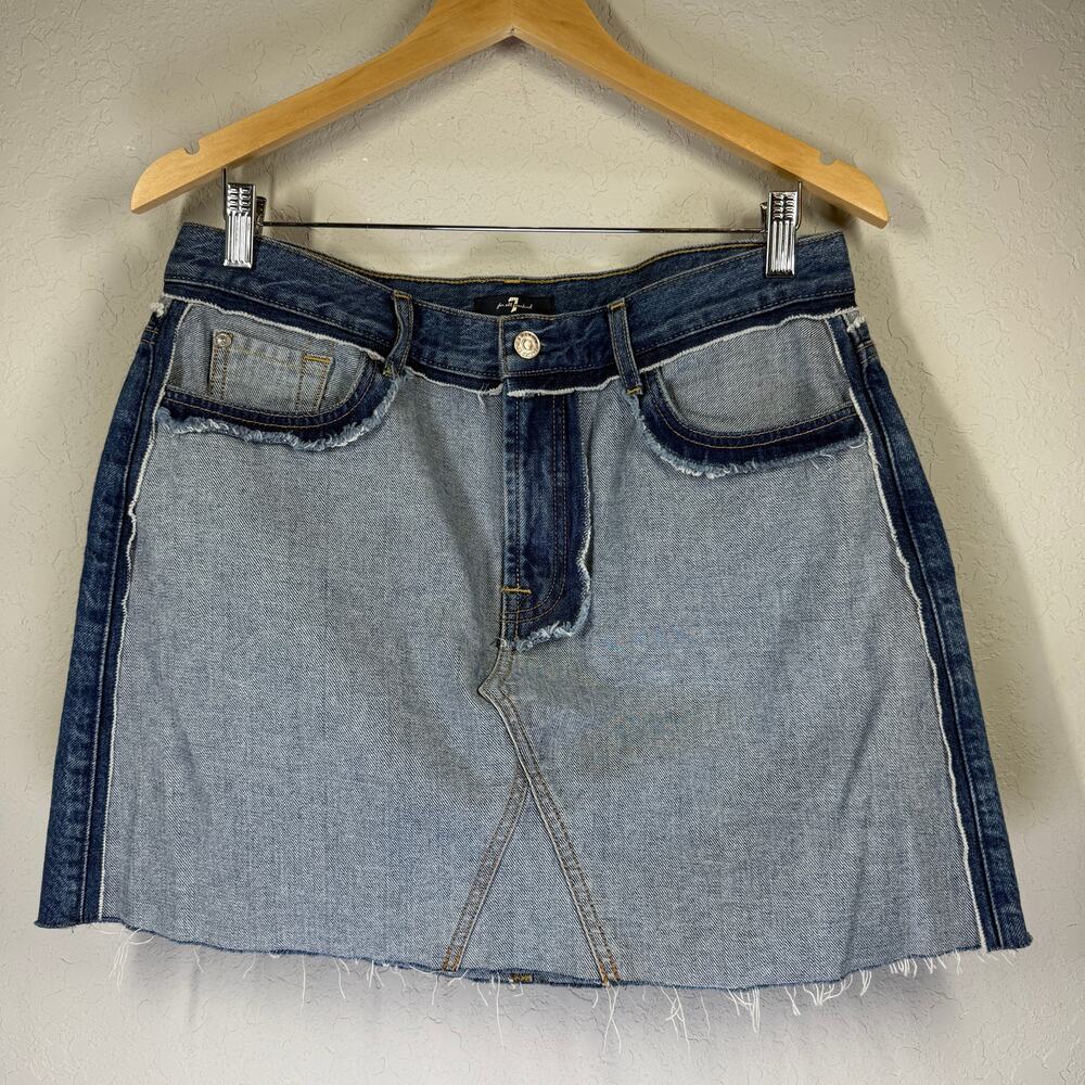 Woman's Seven for All Mankind Patchwork Inside Out‎ Style Denim Skirt Size 31
